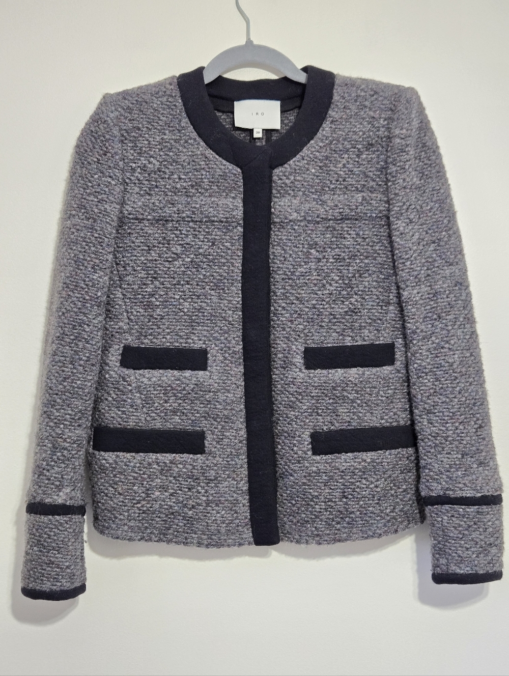 IRO Tweed Jacket Black Grey EU Size 38